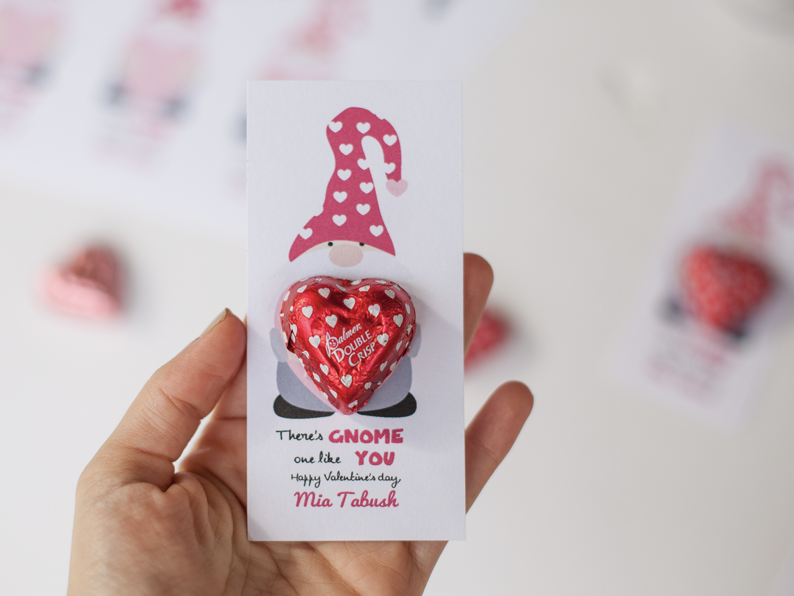 Valentines gnome chocolate printable