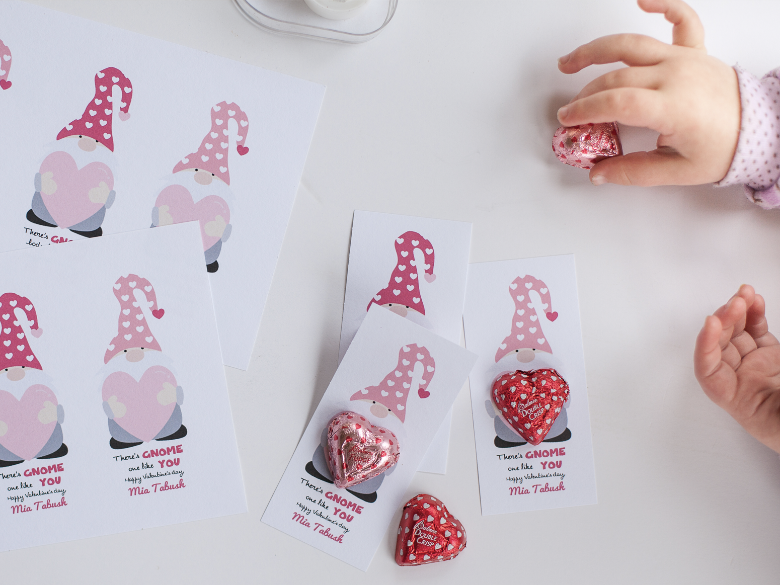 Valentines gnome chocolate printable